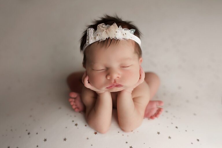 fort worth newborn photography, baby girl in froggy pose